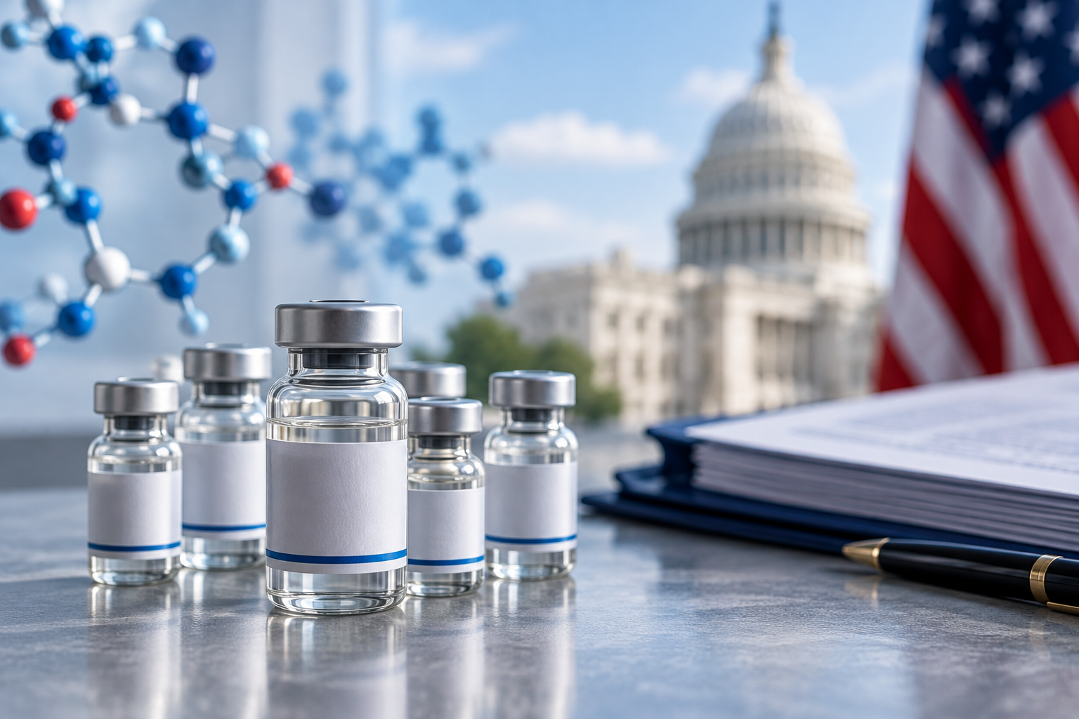 Peptide vials representing proposed FDA compounding policy changes in the United States